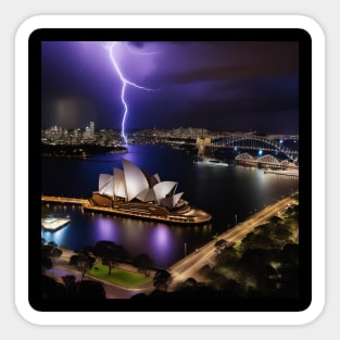 Iconic World Landmarks During A Thunderstorm: Opera House Sydney Sticker